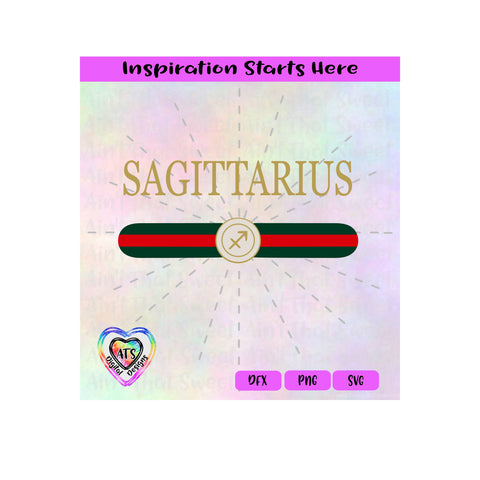 Sagittarius | Red Green Stripes | Horoscope | Astrology Symbol | November 22-December 21 - Transparent PNG SVG DXF - Silhouette, Cricut, ScanNCut SVG Aint That Sweet 