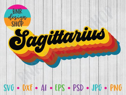 Sagittarius SVG File, Horoscope SVG, Retro SVG, Vintage SVG, SVG Cut File for Cricut Cutting Machines and Vinyl Crafting SVG BNRDesignShop 