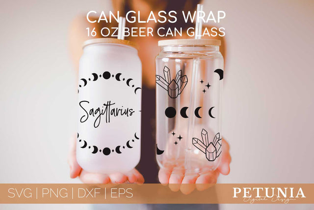 Sagittarius Zodiac Can Glass Wrap SVG | Beer Can Glass Wrap SVG Petunia Digital Design 