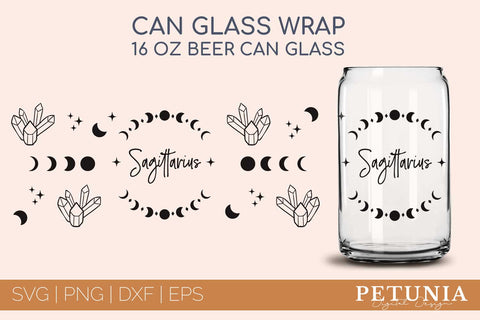 Sagittarius Zodiac Can Glass Wrap SVG | Beer Can Glass Wrap SVG Petunia Digital Design 