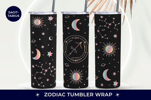 Sagittarius zodiac sublimation tumbler wrap 20 oz skinny Sublimation KMarinaDesign 