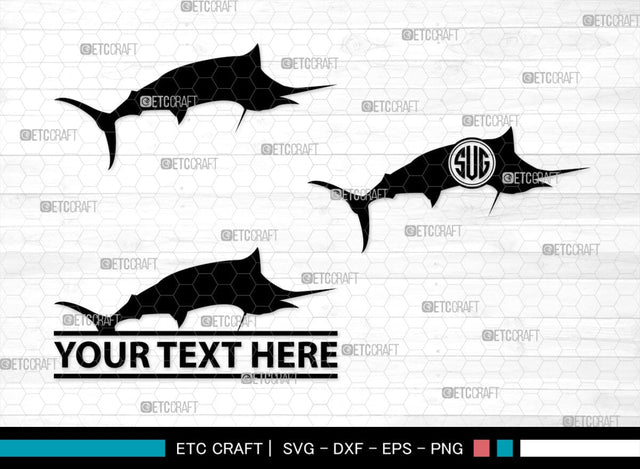 Sail Fish Monogram, Sail Fish Silhouette, Sail Fish SVG, Blue Marlin Svg, Marlin Svg, Swordfish Svg, Sea Fish Svg, SB00312 SVG ETC Craft 