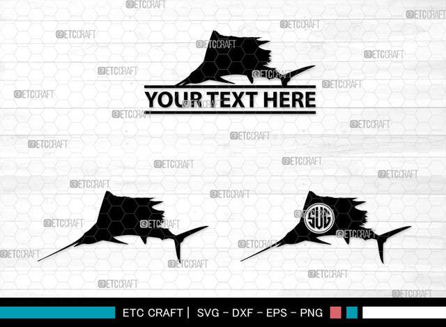 Sail Fish Monogram, Sail Fish Silhouette, Sail Fish SVG, Blue Marlin Svg, Marlin Svg, Swordfish Svg, Sea Fish Svg, SB00312 SVG ETC Craft 
