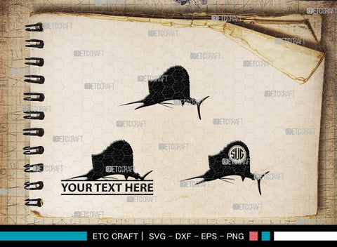 Sail Fish Monogram, Sail Fish Silhouette, Sail Fish SVG, Blue Marlin Svg, Marlin Svg, Swordfish Svg, Sea Fish Svg, SB00312 SVG ETC Craft 