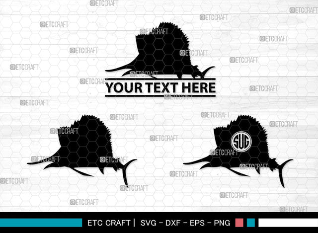 Sail Fish Monogram, Sail Fish Silhouette, Sail Fish SVG, Blue Marlin Svg, Marlin Svg, Swordfish Svg, Sea Fish Svg, SB00312 SVG ETC Craft 