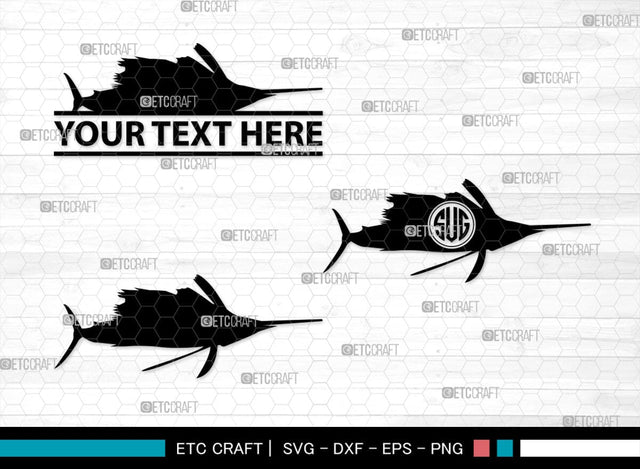 Sail Fish Monogram, Sail Fish Silhouette, Sail Fish SVG, Blue Marlin Svg, Marlin Svg, Swordfish Svg, Sea Fish Svg, SB00312 SVG ETC Craft 