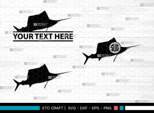 Sail Fish Monogram, Sail Fish Silhouette, Sail Fish SVG, Blue Marlin Svg, Marlin Svg, Swordfish Svg, Sea Fish Svg, SB00312 SVG ETC Craft 