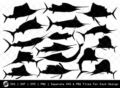 Sail Fish SVG | Sea Fish SVG | Silhouette Bundle | Cut File SVG ETC Craft 