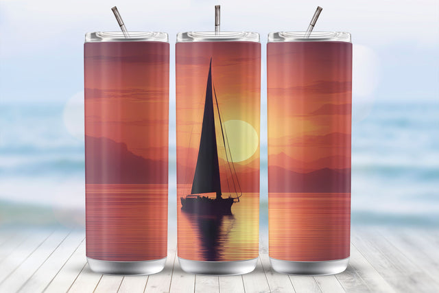 Sailing Boat 20 Oz Tumbler Wrap Sublimation Design Sublimation MockupSvgVenue 