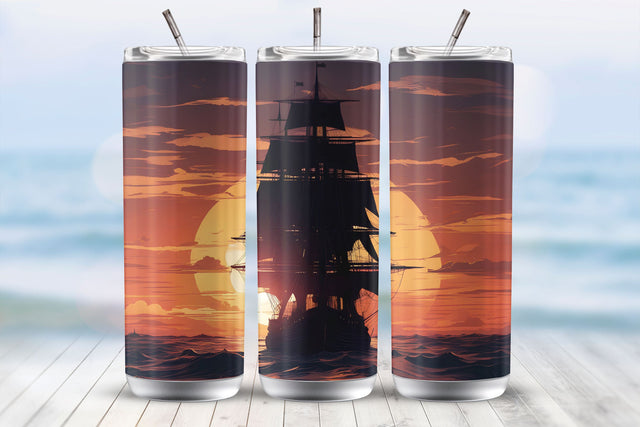 Sailing Ship 20 Oz Tumbler Wrap Sublimation Design Sublimation MockupSvgVenue 