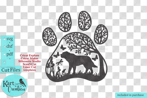 Saint Bernard Paw round sign svg dxf pdf cut out file SVG kartcreationii 