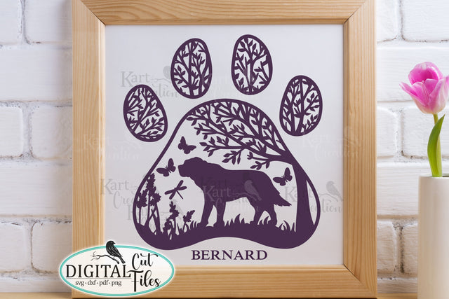 Saint Bernard Paw round sign svg dxf pdf cut out file SVG kartcreationii 