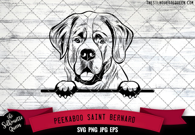 Saint Bernard Peek A Boo | Peekaboo | Peeking Dog Face SVG for Glowforge, Cricut, Laser, Silhouette, Scan n cut files SVG Loveleen Kaur 
