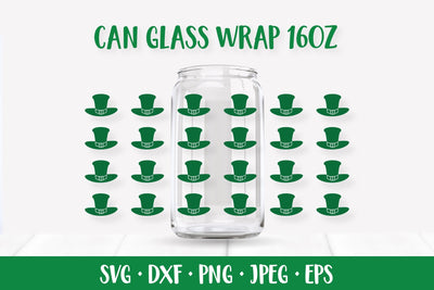 Saint Patricks Day Can Glass Wrap SVG. Hats Glass Can SVG LaBelezoka 