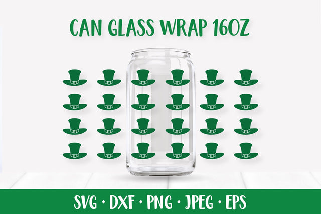 Saint Patricks Day Can Glass Wrap SVG. Hats Glass Can SVG LaBelezoka 