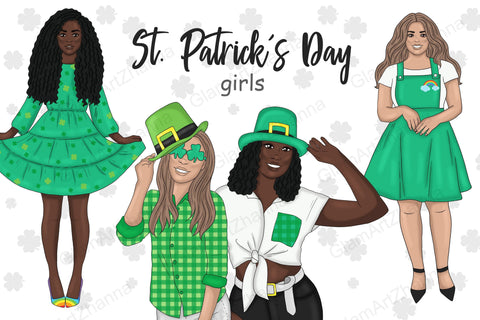 Saint Patrick's Day Clipart | Girl Illustration Bundle SVG GlamArtZhanna 