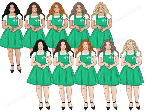Saint Patrick's Day Clipart | Girl Illustration Bundle SVG GlamArtZhanna 