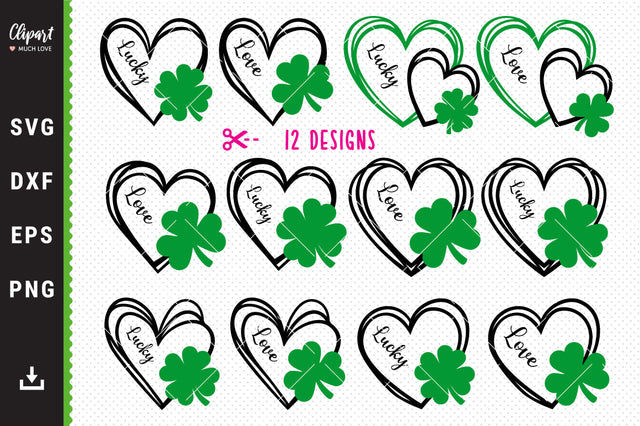 Saint Patrick's Day Heart SVG, PNG DXF, Cricut, Silhouette, etc SVG ClipartMuchLove 
