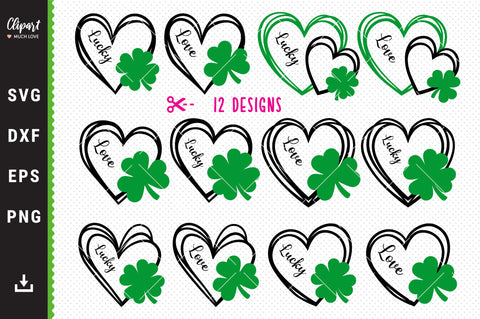 Saint Patrick's Day Heart SVG, PNG DXF, Cricut, Silhouette, etc SVG ClipartMuchLove 