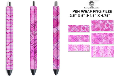 Saint Valentine Pen Wrap, Pink Heart Sublimation Sublimation Natasha Prando 