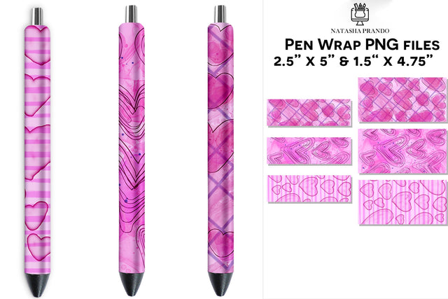 Saint Valentine Pen Wrap, Pink Heart Sublimation Sublimation Natasha Prando 