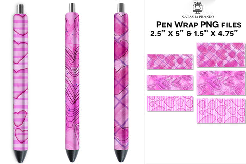 Saint Valentine Pen Wrap, Pink Heart Sublimation Sublimation Natasha Prando 