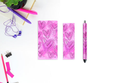 Saint Valentine Pen Wrap, Pink Heart Sublimation Sublimation Natasha Prando 