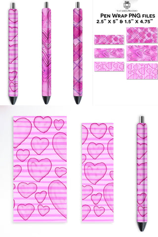 Saint Valentine Pen Wrap, Pink Heart Sublimation Sublimation Natasha Prando 