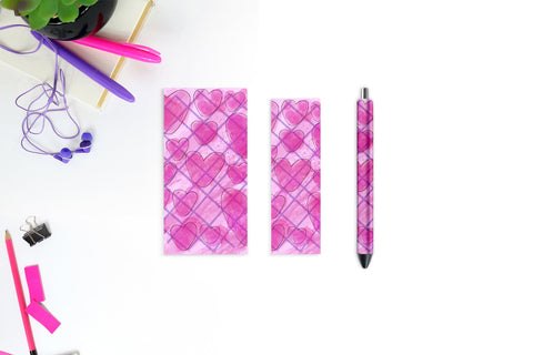 Saint Valentine Pen Wrap, Pink Heart Sublimation Sublimation Natasha Prando 