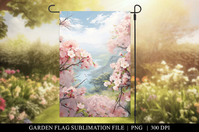 Sakura Garden Flag Sublimation Design PNG Sublimation BijouBay 