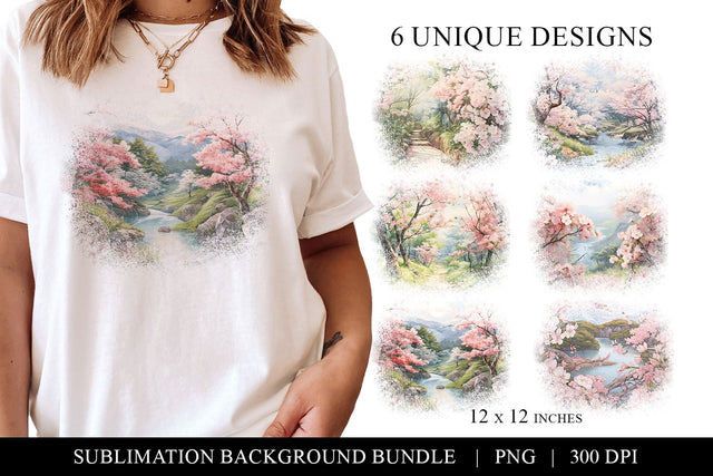 Sakura Sublimation Backgrounds - Cherry Blossom PNG Sublimation BijouBay 