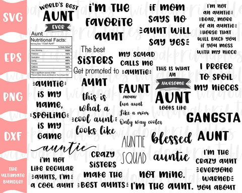 SALE 60 DESIGNS!! ultimate aunt svg bundle, auntie svg, auntie svg, best auntie svg, blessed aunt svg, cat aunt svg, funny aunt, auntie shark svg SVG WildOakSVG 