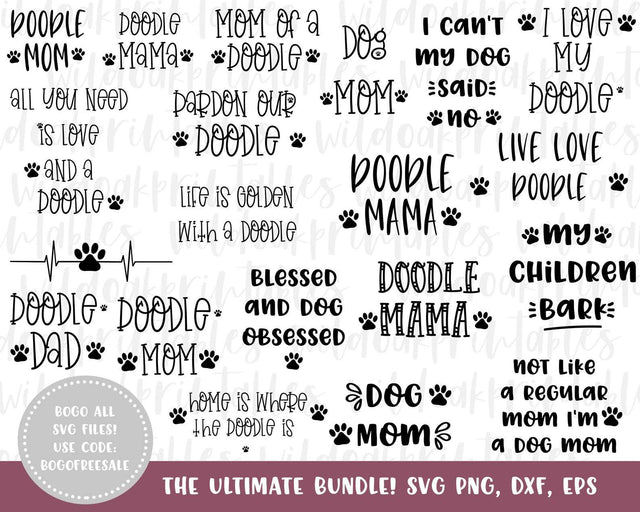 SALE doodle dog svg bundle, doodle svg files, dog mom svg, doodle mom svg, doodle life svg, doodle dad svg, doodle home svg, png SVG WildOakSVG 