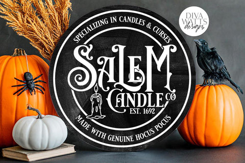 Salem Candle Co SVG | Halloween Witch Round Design SVG Diva Watts Designs 