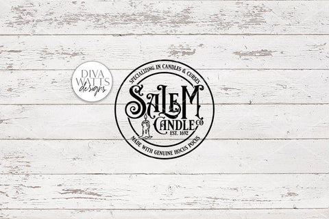 Salem Candle Co SVG | Halloween Witch Round Design SVG Diva Watts Designs 