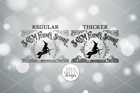 Salem Flying School SVG | Halloween Sexy Witch Sign Design | Farmhouse Style Decor SVG Diva Watts Designs 