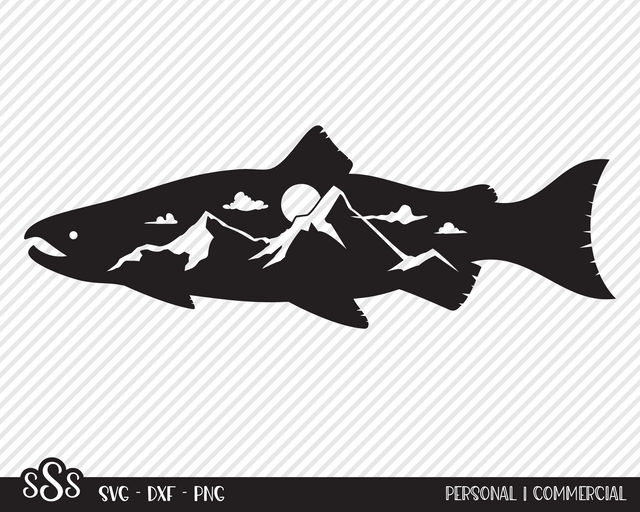 Salmon Mountain Scene Design | Outdoor SVG SVG Texas Southern Cuts 