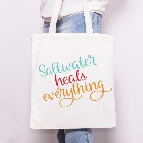 Salt Water Heals Everything Hand Lettered Cut File SVG Cursive by Camille 