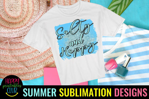 Salty and Happy Beach Sublimation- Summer Sublimation PNG Sublimation Happy Printables Club 