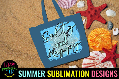 Salty and Happy Beach Sublimation- Summer Sublimation PNG Sublimation Happy Printables Club 