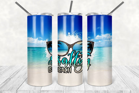 Salty Beach Tumbler Designs Png, Beach 20oz Skinny Tapered & Straight Seamless Tumbler Sublimation, Waterslide Design PNG Sublimation TumblersByPhill 