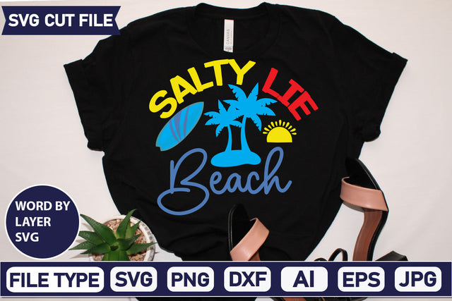 Salty Lie Beach Svg Cut File,SVGs,quotes-and-sayings,food-drink,mini-bundles,print-cut,on-sale, SVG DesignPlante 503 