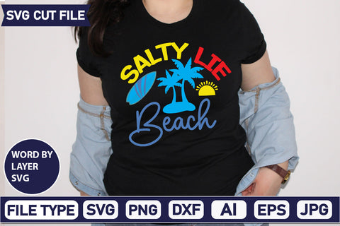 Salty Lie Beach Svg Cut File,SVGs,quotes-and-sayings,food-drink,mini-bundles,print-cut,on-sale, SVG DesignPlante 503 