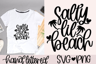 Salty lil beach svg, beach vacation svg, beach shirt svg, hello summer svg, hand lettered svg, summer shirt svg, summertime svg, beach svg SVG AnitaAlyiaLettering 