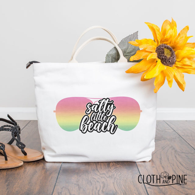Salty Little Beach with Aviator Sunglasses SVG Cloth and Pine Designs 