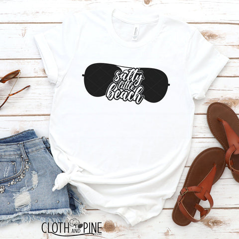 Salty Little Beach with Aviator Sunglasses SVG Cloth and Pine Designs 