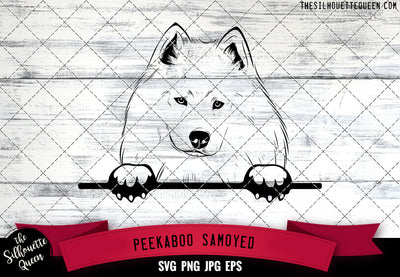 Samoyed Peek A Boo | Peekaboo | Peeking Dog Face SVG for Glowforge, Cricut, Laser, Silhouette, Scan n cut files SVG Loveleen Kaur 