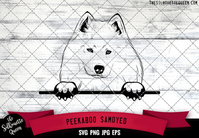 Samoyed Peek A Boo | Peekaboo | Peeking Dog Face SVG for Glowforge, Cricut, Laser, Silhouette, Scan n cut files SVG Loveleen Kaur 