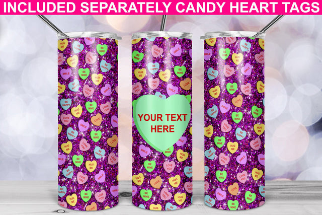 San Valentine 20oz Skinny Tumbler Sublimation/ Conversation Hearts/ Hot Pink Sublimation Marlene Campos 