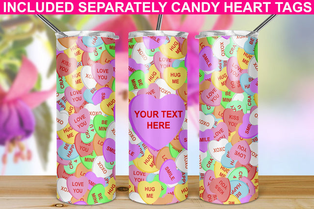 San Valentine 20oz Skinny Tumbler Sublimation/ Conversation Hearts/ Model 2 Sublimation Marlene Campos 